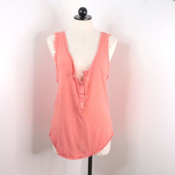 We The Free Women's S Coral Linen Blend Distressed Hippie Sleeveless Tank Top - Picture 1 of 9
